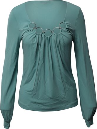 Escada Longsleeve Top with Hoop Detail in Blue Rayon