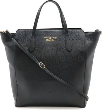 Gucci Black Leather Shoulder Bag Tote Bag (Pre-Owned)