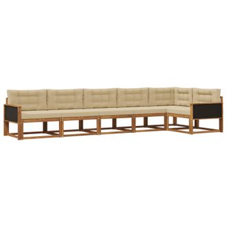 vidaXL Conjunto De Sof&aacute;s De Exterior Con Coj&iacute;n 6 Pcs Natural Y Beige Vidaxl