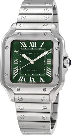 Cartier Santos De Cartier Medium Model Automatic Green Dial Mens Watch WSSA0061