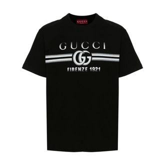 Gucci Tops, Heren, Zwart, L, Katoen, Cotton Jersey Logo T-shirt