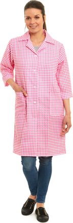 Generic Norma Ladies 3/4 Sleeve Button Fastening Overall - Gingham Pattern (Pink, XXXOS 22-24)