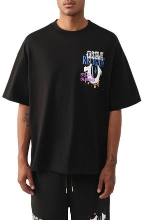 True Religion Concert Buddha Oversized Cotton Graphic T-Shirt in Jet Black at Nordstrom, Size Xxx-Large
