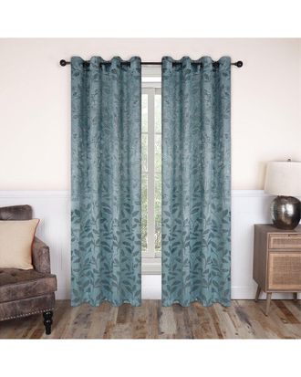 Superior 52X96 Leaves Modern Bohemian Blackout 2Pc Curtain Panel Set