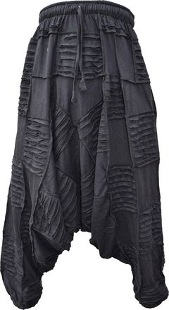 Gheri Mens Mens Light Cotton Drop Crotch Ninja Aladdin Genie Black Patchwork Harem Trousers Black Razorcut LXL