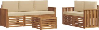 vidaXL Conjunto De Sof&aacute;s De Exterior 6 Uds. Natural Y Beige Vidaxl