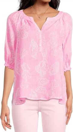 Lilly Pulitzer Womens Caprina Top In Rousseau Pink Cool As Shell