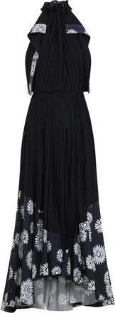 Lanvin Geplooide jurk in Charmeuse en bedrukt katoen - Dames - Avondkleed - Zwart - XS - Katoen - Kleedjes