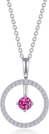Lafonn Simulated Diamond Lab-Created Birthstone Reversible Pendant Necklace in Pink/October at Nordstrom Rack, Size 20