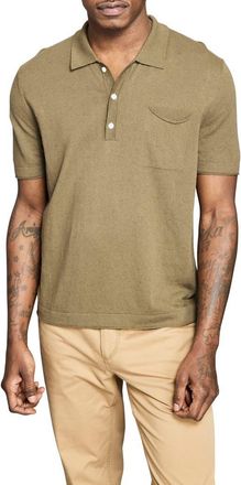 Billy Reid Cotton & Linen Blend Polo in Olive at Nordstrom, Size Xx-Large