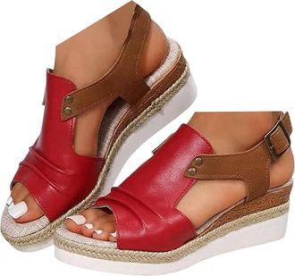 Generic Wedge Sandals For Women UK Orthopedic Ankle Strap Arch Support Open Toe Shoes Mid Heel Espadrilles Non-Slip Summer Casual Beach Daily jogging walking 