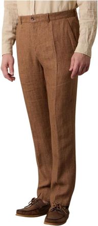 Brooks Brothers Linnen Visgraat Broek - Heren - Nette broeken - Bruin - W36 - Linnen - Broeken