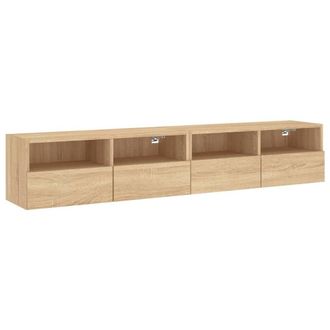 Berkfield Home TV Wall Cabinets 2 pcs Sonoma Oak 80x30x30 cm Engineered Wood in Light Tan | Size: 80 x 30 x 30 cm