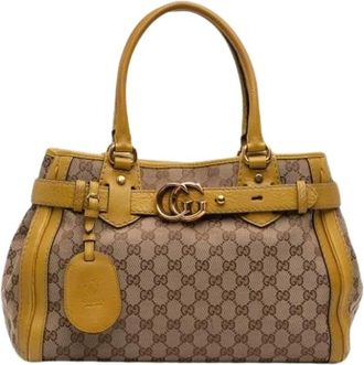 Gucci Pre-owned Handbags, female, Beige, Size: ONE SIZE Pre-owned Vintage Canvas Tote