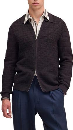 Nn.07 Gustav 60016 Zip Cardigan in Deep Truffle at Nordstrom, Size Xx-Large