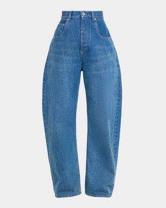 Bottega Veneta High-Rise Barrel-Leg Cotton Jeans