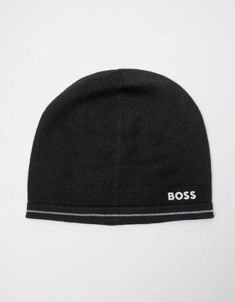 HUGO BOSS Mens BOSS Green Arveso Mens Beanie - Black 001 - Size: ONE size