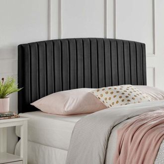 Casa Reet Black Plush Super King 26 inch Strutted Headboard