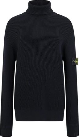 Stone Island Volledige Rib RWS Wol Turtleneck - Heren - Coltruien - Zwart - S - Wol - Truien & Vesten