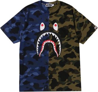 A Bathing Ape Split Camo Shark Cotton T-shirt