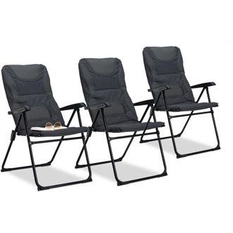 Relaxdays Relaxdays - 3 Sillas Plegables Acolchadas Comfort, Ajustable, Para Jard&iacute;n, Pesca, Camping Y Playa, Poli&eacute;ster, 107 X 60 X 68 Cm, Gris