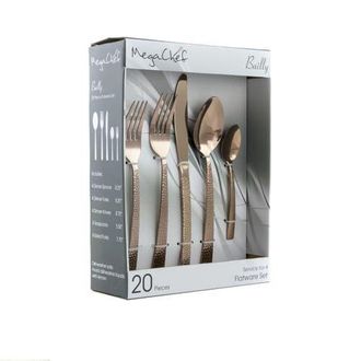 MegaChef Baily 20 Piece Flatware Utensil Set, Stainless Steel Silverware Metal Service for 4 in Rose Gold at Nordstrom