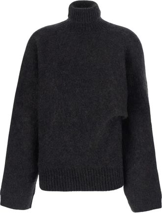 Ganni Turtleneck van Geborsteld Mohair - Dames - Coltruien - Zwart - M - Wol - Truien & Vesten