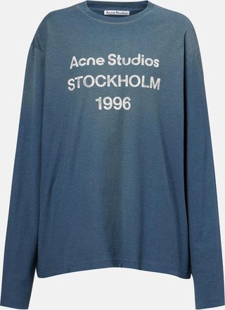 Acne Studios Top distressed in jersey di misto cotone