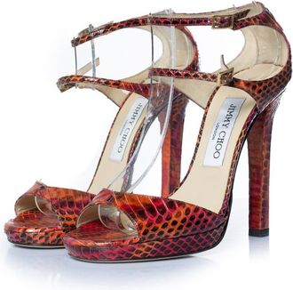 Jimmy Choo London Pre-owned Womens Python sandal in orange and pink Leather - Size EU 36