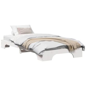 Berkfield Home White Bed Frame White Solid Pine Wood Single Minimalist Design
