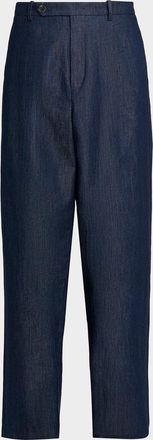 Jil Sander Pleated-Front Chambray Trousers