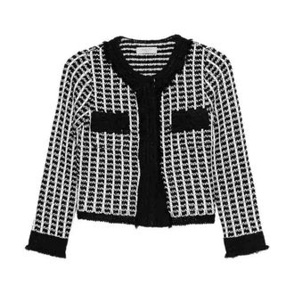 Charlott Textured Knit Open Front Jacket with Faux Pockets - Dames - Jassen - Veelkleurig - Maat: L