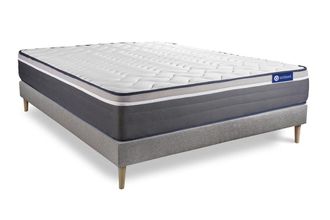 Actisom Somier gris + colch&oacute;n con espuma viscoel&aacute;stica 140 x 190