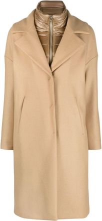 Herno padded-collar single-breasted coat - women - Virgin Wool/Polyamide/Polyamide/Polyester - 42 - Neutrals