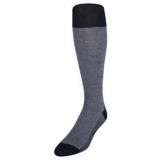 Trafalgar Store Clayton Birdseye Over The Calf Mercerized Cotton Socks in Black And Ash at Nordstrom