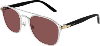 Cartier Ct0012S 007 Zonnebril - unisex - Accessoires - Grijs - Maat: 54 MM
