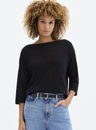 Contemporaine Womens Linen blend boat-neck loose boxy-fit sweater