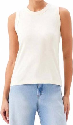Karen Kane Ribbed Crewneck Tank In Cream