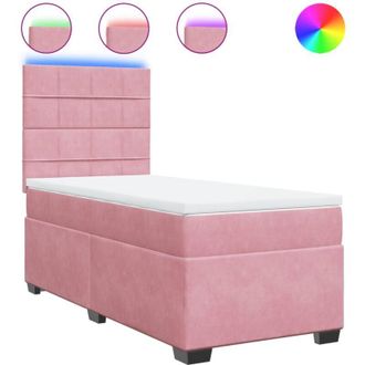 vidaXL Vidaxl - Cama Box Spring Con Colch&oacute;n Terciopelo Rosa 100x200 Cm