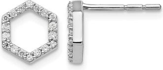 Diamond2Deal 1/5 ct Lab Grown Diamond Hexagon Stud Earrings 14k Gold VS Clarity, D-E Color