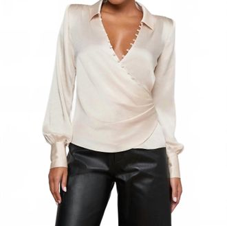 L'agence Bernice Wrap Blouse Top In Champagne