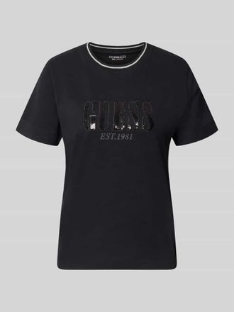 Guess T-Shirt aus reiner Baumwolle mit Logo-Detail in Black, Gr&ouml;&szlig;e XL
