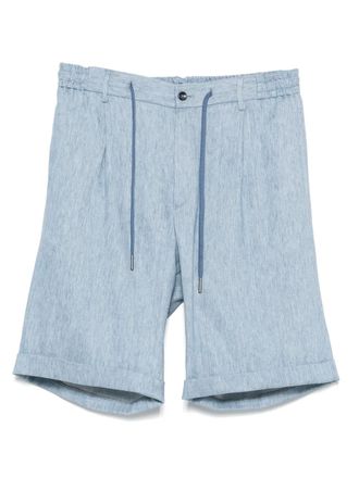 Tagliatore pleat-detailed shorts - men - Elastane/Cotton/Linen/Flax - 50 - Blue