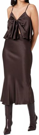 Toccin Heidi Silk Satin Slip Skirt In Espresso