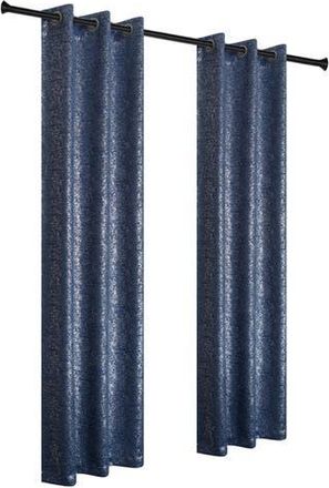 Dainty Home Artistic Set of 2 Metallic Textured Thermal Insulated Blackout Curtain Panels in Navy at Nordstrom Rack