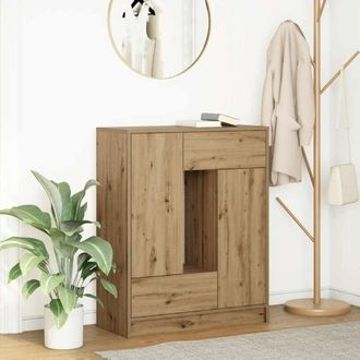 Berkfield Home Sideboard with Drawers & Doors Artisan Oak 73x31x90 cm in Brown | Size: 73 x 31 x 90 cm