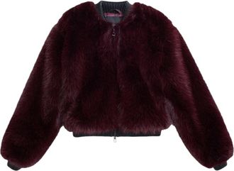 Desigual Framboos Faux Fur Jas - Dames - Jassen - Rood - M - Polyester - Jassen