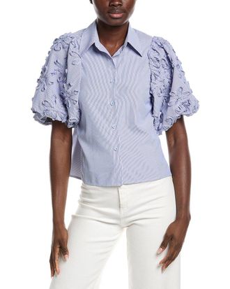 Gracia Ribbon Balloon Sleeve Blouse