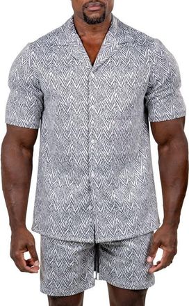 Maceoo Marthy Short Sleeve Button-Up Shirt in Grey at Nordstrom, Size 2