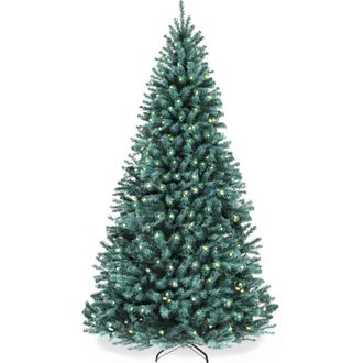 Best Choice Products Artificial Christmas Tree, Premium Pre-Lit Spruce Design, Dense Branches - Blue Spruce